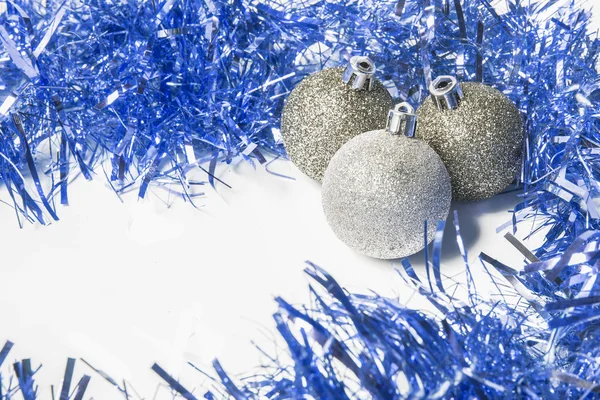 Modré a stříbrné Vánoční pozadí vložit text — Stock fotografie