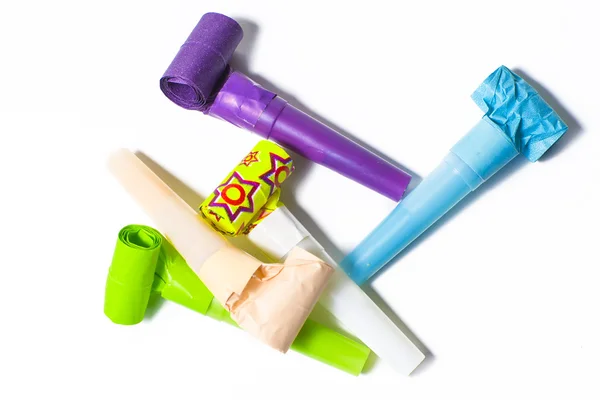 Party blower on white background — Stock Photo, Image