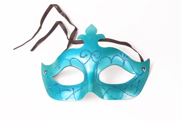 Carnevale maschera blu su sfondo bianco — Foto Stock