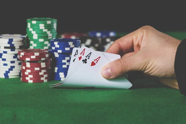 Poker hand of aces in pastel colors — Stock Photo, Image