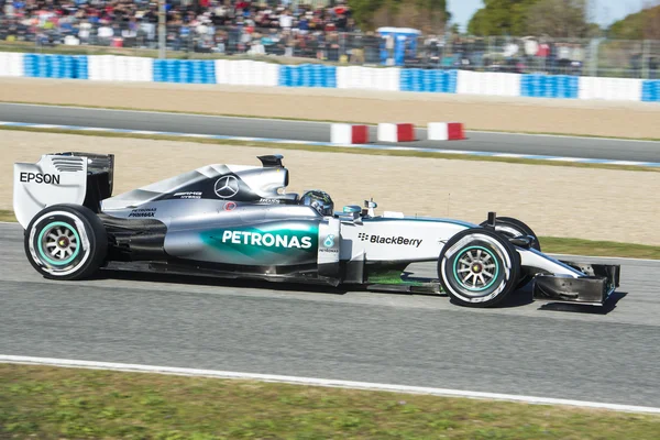 Formel 1, 2015: Presentation av den nya bilen Mercede — Stockfoto