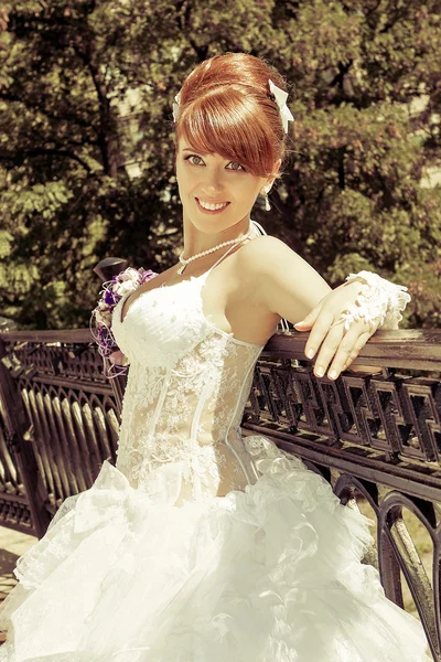 Portrait  redhead charming Bride — Stock Photo, Image