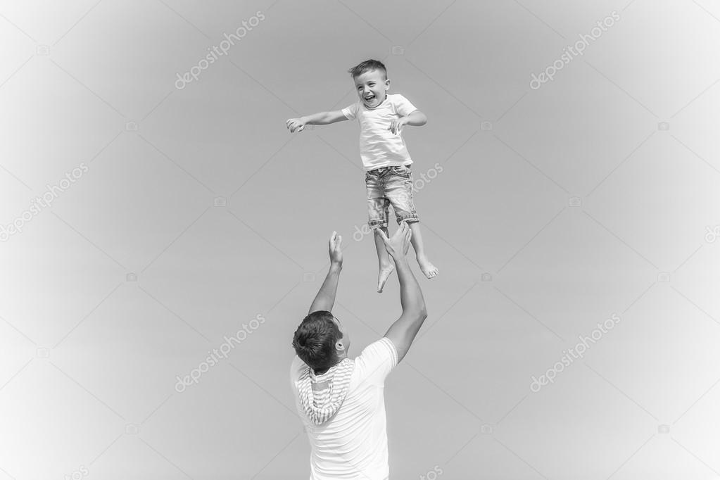 Father and his son having fun