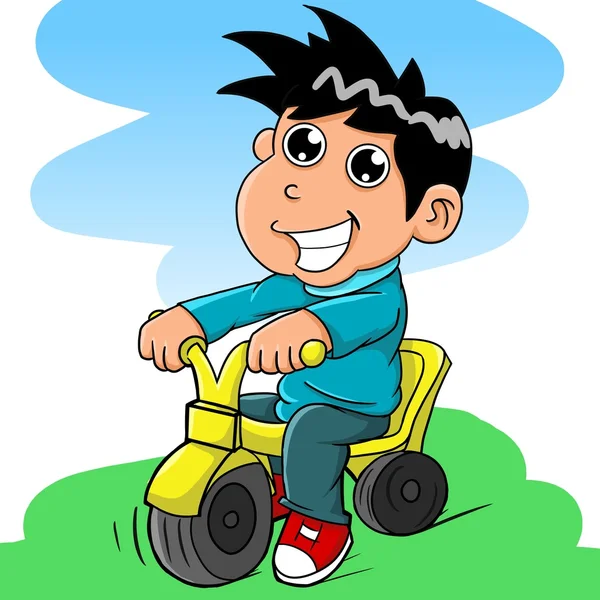 Children playing tricycle — Stock Photo, Image