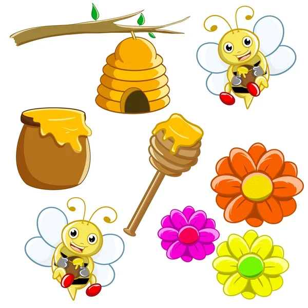 Bees and their nest and flowers — Stock Photo, Image