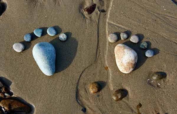 Foot, pebble, sand, art, beach — Stock Photo, Image