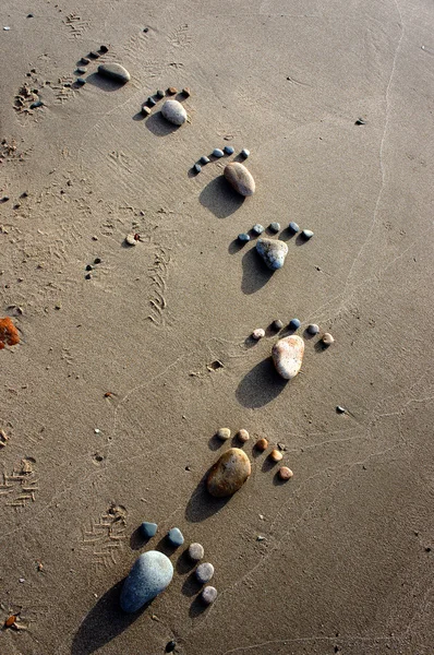 Foot, pebble, sand, art, beach — Stock Photo, Image