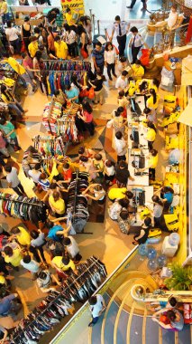 Crowded shoping centre, sale off season clipart
