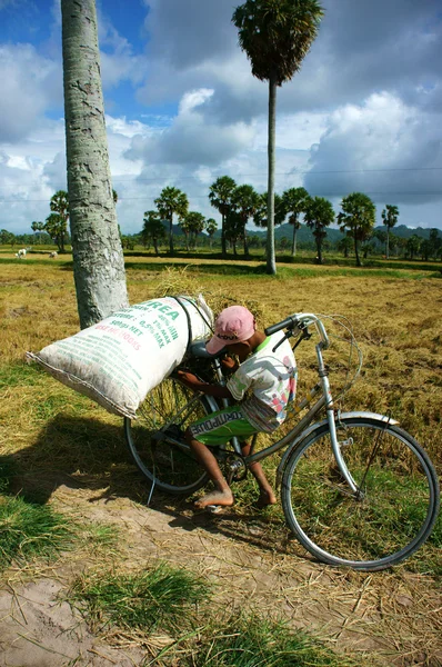 Trabalho infantil na Ásia campo pobre — Fotografia de Stock