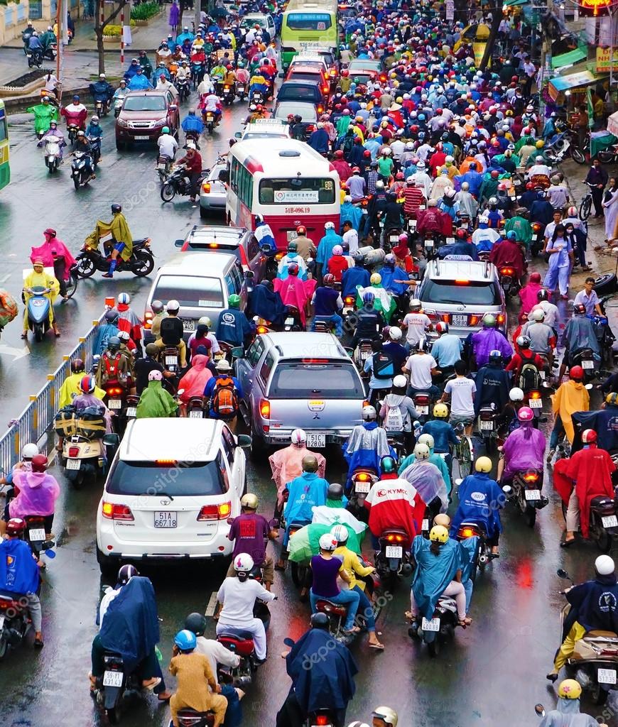 Traffic jam, Asia city,rush hour, rain day Stock Editorial Photo
