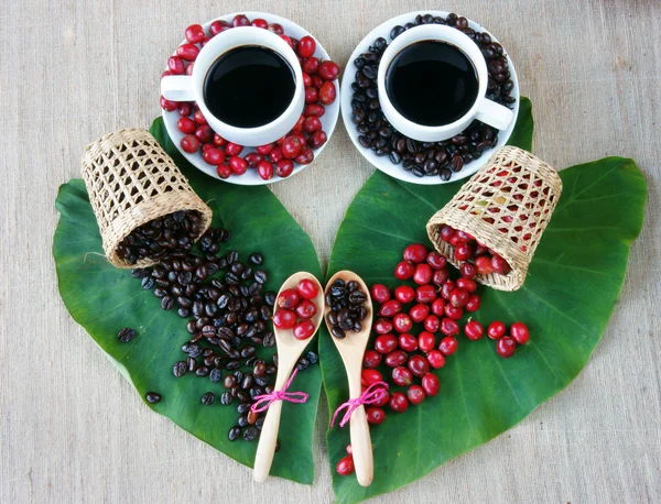 Conceito de harmonia, grão de café, café torrado preto — Fotografia de Stock