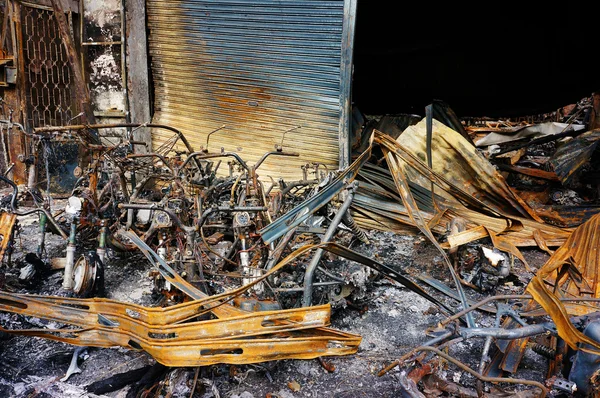 Horror fire, burned vehicle, Ho Chi Minh city — Stock Photo, Image