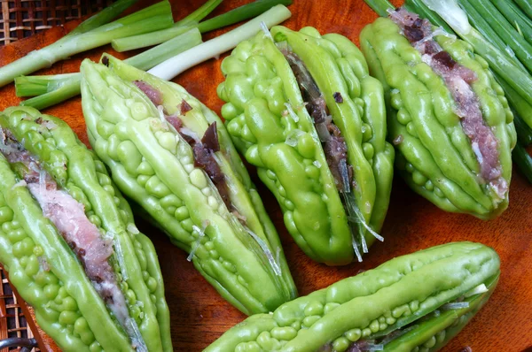 Vietnamese food, bitter melon, ground meat — Stock Image Vietnamese food, bitter melon, ground meat Royalty Free Stock Images