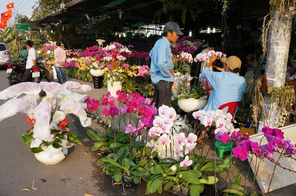 Tet Ho Chi Minh city, çiçek pazarı üzerinde — Stok fotoğraf