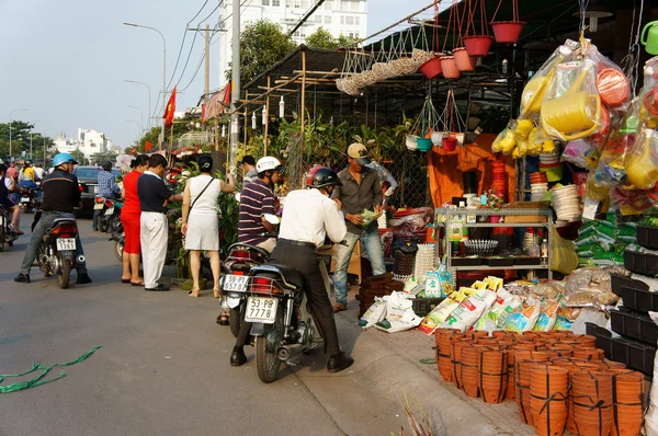 Tet en la ciudad de Ho Chi Minh, mercado de flores — Foto de Stock