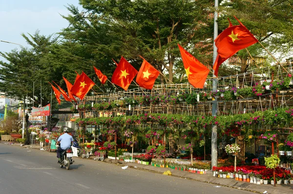 Tet op Ho Chi Minh city, bloemenmarkt — Stockfoto