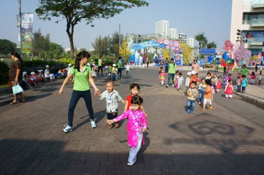 Asyalı çocuk, açık hava etkinliği, Vietnamca okul öncesi çocuklar