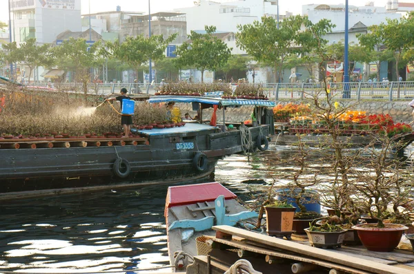 ボート, 春の花, ベトナムのテト — ストック写真