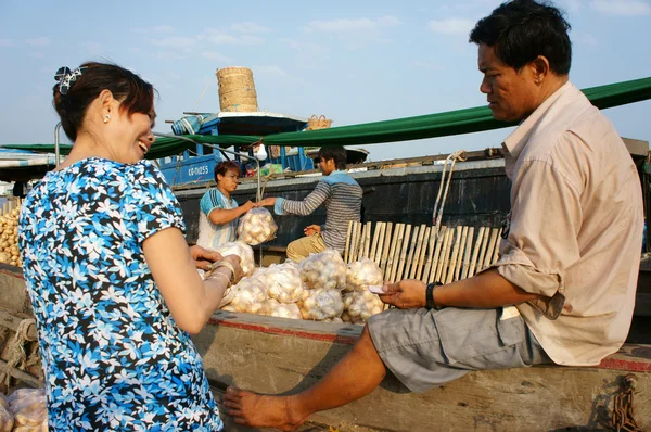 Cai Rang pływających rynku, Mekong Delta travel — Zdjęcie stockowe