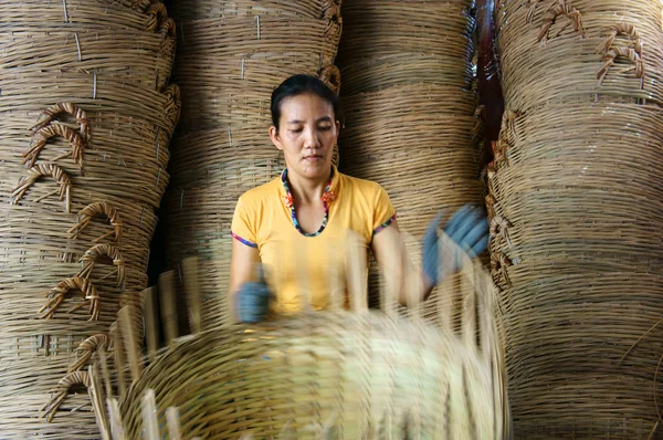 Asia handlu wieś, bambusowy kosz, Delta Mekongu — Zdjęcie stockowe