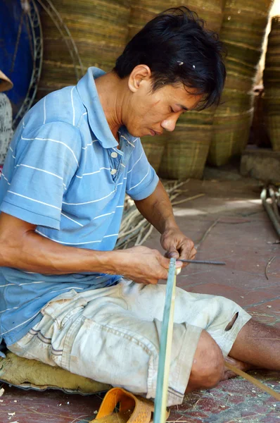 Asia villaggio commerciale, cesto di bambù, Delta del Mekong — Foto Stock