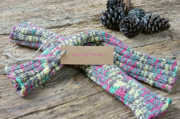 Vlna pletení rukavice vánoční současné zimní — Stock fotografie