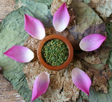 Koleksiyon lotus çiçeği, tohum, çay, sağlıklı gıda