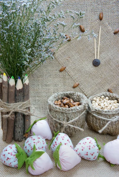 Affe, frohes neues Jahr 2016, Zeit, Uhr, handgemachte Früchte — Stockfoto