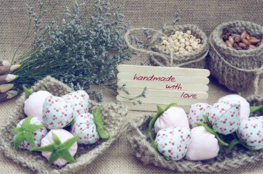 Handmade, vintage, hand made fruit, strawberry, art