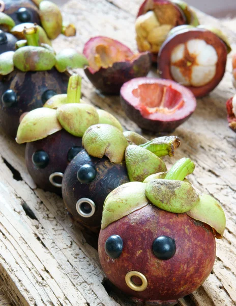 Amazing, funny, mangosteen, worried, anxiou face — Stock Photo, Image