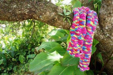 Colorful wollen scarf, handmade, gift