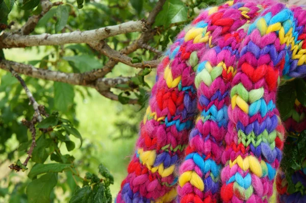 Colorful wollen scarf, handmade, gift — Stok fotoğraf