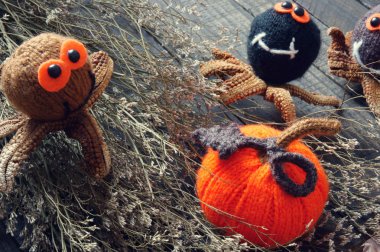 Cadılar Bayramı arka plan, el yapımı, kabak, örümcek, Ekim