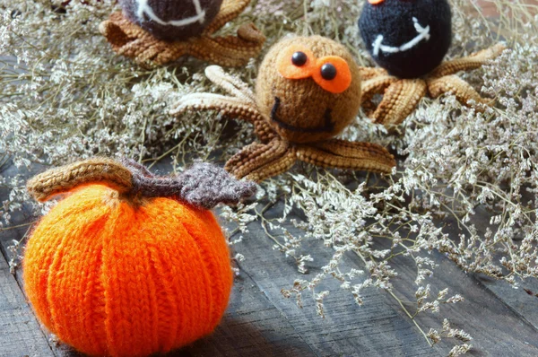 Fondo de Halloween, hecho a mano, calabaza, araña, octubre — Foto de Stock