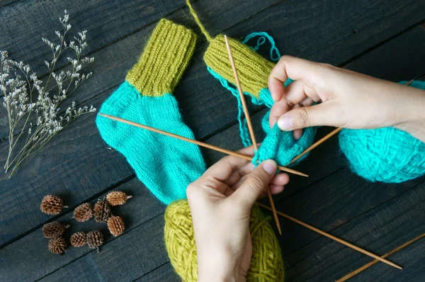 Calzini, calze, inverno, maglia, fatto a mano — Foto Stock