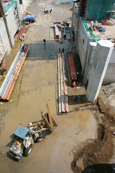 Asiático, canteiro de obras, dragagem, leito de rio, sistema de rigação — Fotografia de Stock