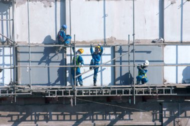 Asya inşaat işçisi scraffold, site oluşturma
