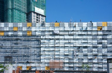 Asya inşaat işçisi scraffold, site oluşturma