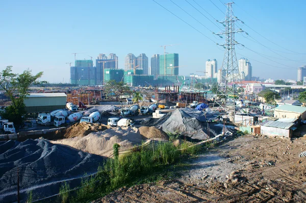 Aziatische stad, bouw, bouwen appartement gebouw — Stockfoto