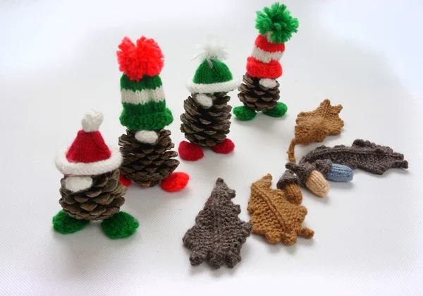 Christmas pine gnome, Xmas pinecone, gift — Stok fotoğraf