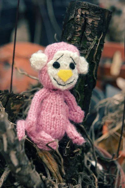 Monkey, symbol, handmade, knitted toy — Stock Photo, Image