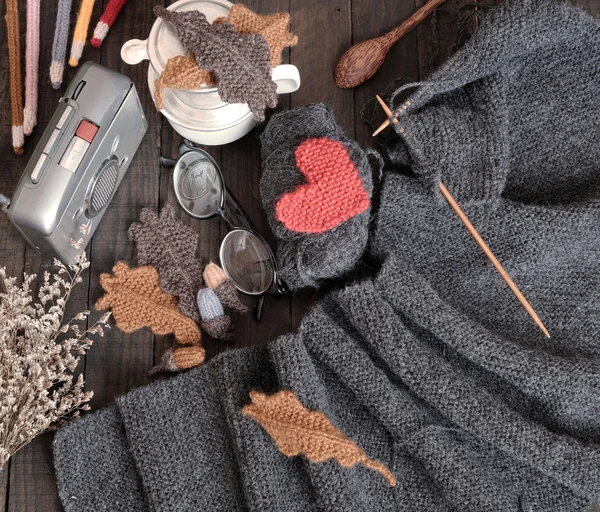 Gestrickt, schal, winter, handgemacht, winterzeit — Stockfoto