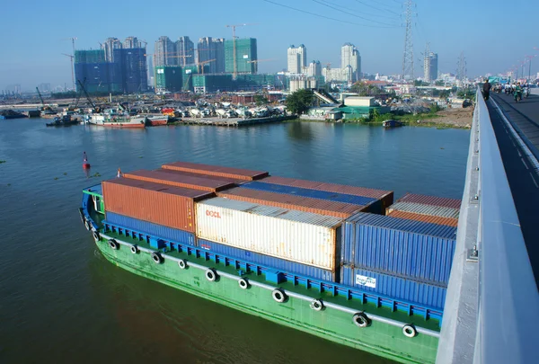 Vrachtschip, scheepvaart, logistiek, service, ho chi Minhstad, tra — Stockfoto