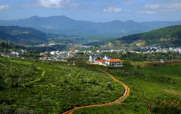 Panorama, venkov Dalat, Vietnam, hill, horská — Stock fotografie