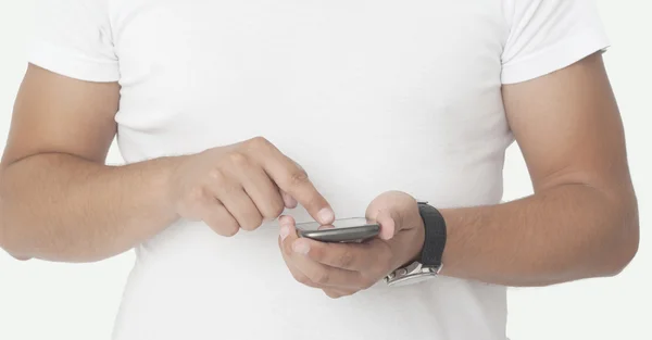 Tocar el teléfono móvil inteligente —  Fotos de Stock