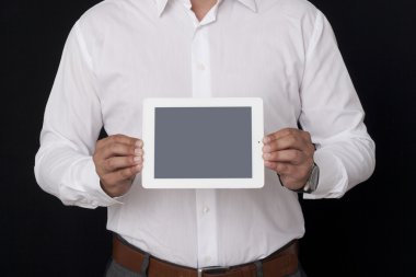 Showing a blank white digital tablet clipart