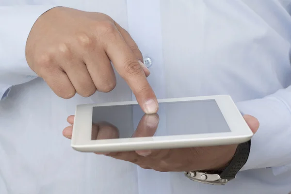 Touching the digital tablet — Stock Photo, Image