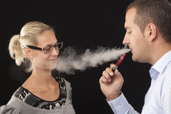 Humo en la cara — Foto de Stock