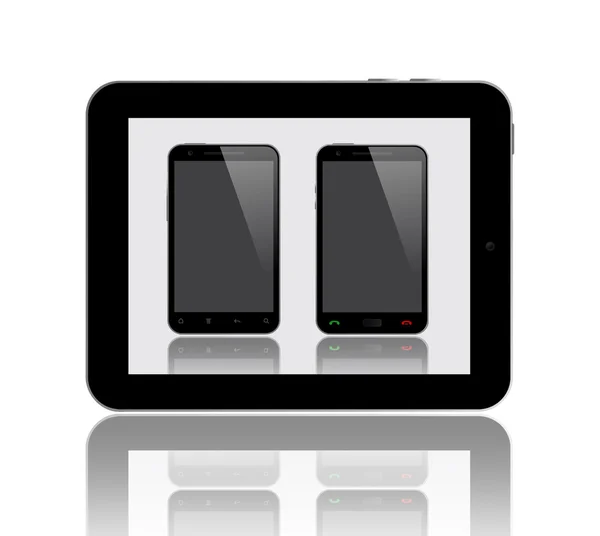 Dijital tablet için iki akıllı telefonlar — Stok fotoğraf