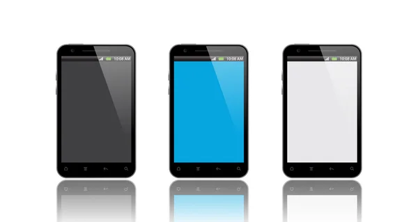 Tres teléfonos con diferentes pantallas —  Fotos de Stock